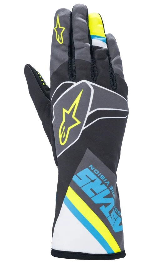 Guantes para Karting- ALPINSTARS TECH 1 -K RACE V2 Color Negro/Cyan/Fluro/amarillo Talla L(11)