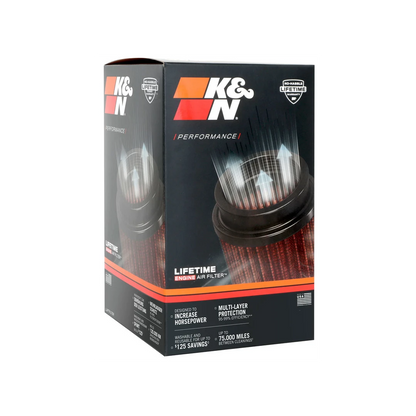 Filtro de aire - K&N Cónico Universal con abrazadera original de alto flujo de por vida: alto rendimiento, premium, lavable: diámetro de brida: 2.5 pulgadas, altura del filtro: 6.5 pulgadas