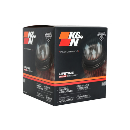 Filtro de aire - K&N universal con abrazadera original de alto flujo de por vida: alto rendimiento, premium, lavable: diámetro de la brida: 5 pulgadas, altura del filtro: 5.5 pulgadas