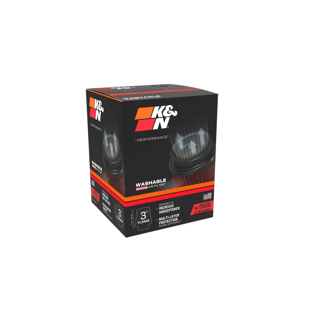 Filtro de aire- K&N Cónico Universal de alto flujo 3´ de entrada , con abrazadera