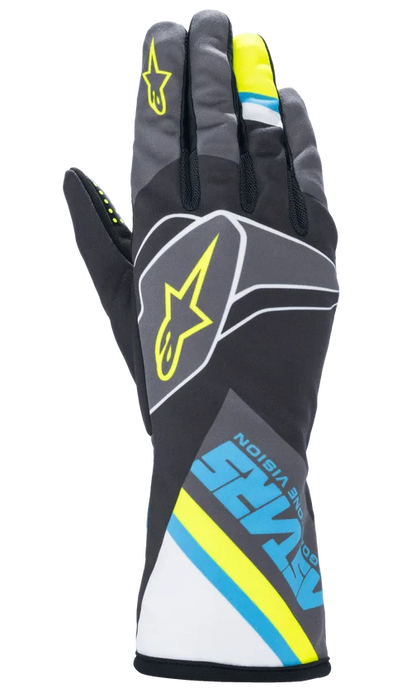 Guantes para Karting-  ALPINSTARS TECH 1 -K RACE V2 Color Negro/Cyan/Fluro/amarillo Talla L(11)