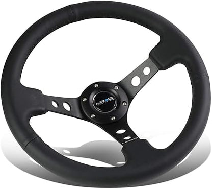 Timón NRG Reinforced 350mm 3" en Cuero Negro | Diseño Deportivo Universal
