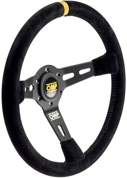 TImón Racing OMP RS 350mm en Gamuzado Negro/Amarillo | Control y Estilo para Competición