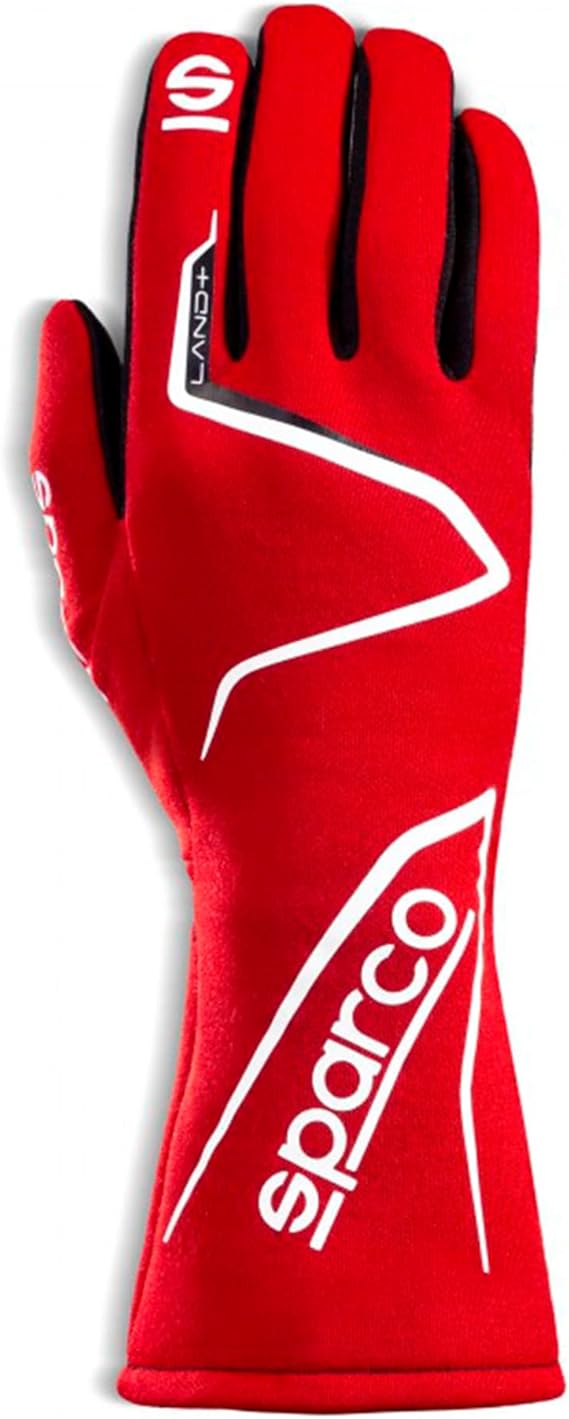 GUANTES HOMOLOGADO - SPARCO LAND + ROJO  FIA FIA 8856-2018 y SFI 3.3/5 Talla 9 (Medium)
