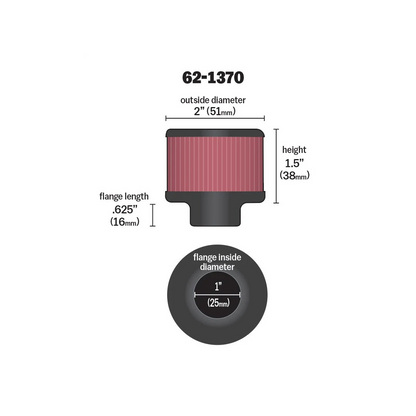 FILTRO RESPIRADERO K&N HIGH-FLOW 1"