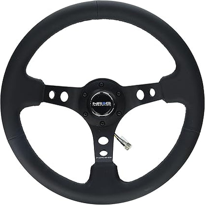 Timón NRG Reinforced 350mm 3" en Cuero Negro | Diseño Deportivo Universal