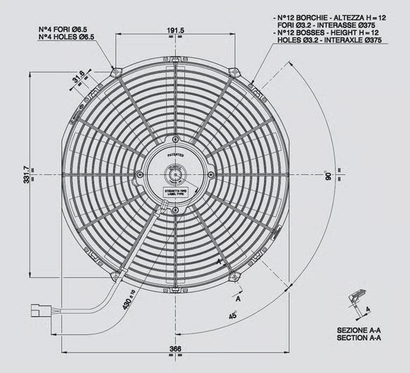 VENTILADOR SPAL 14" PULLER 12V – 1038 CFM