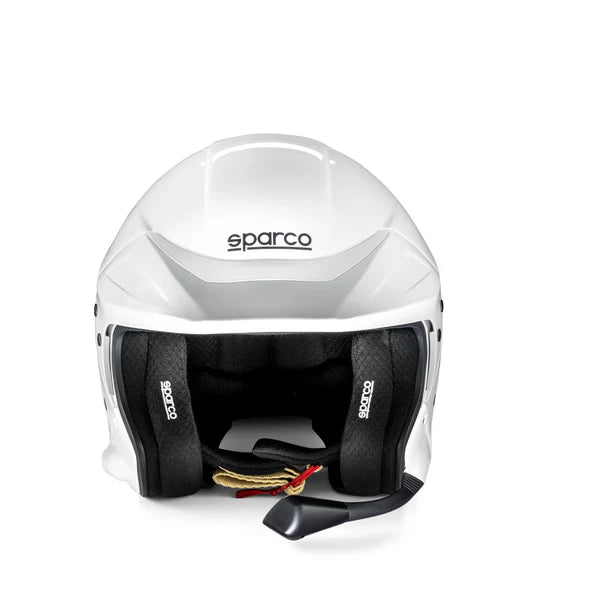 Casco Abierto SPARCO - RJ Con intercomunicador y HANS compatible,  Homologado FIA Blanco Talla L Compatible con STILO