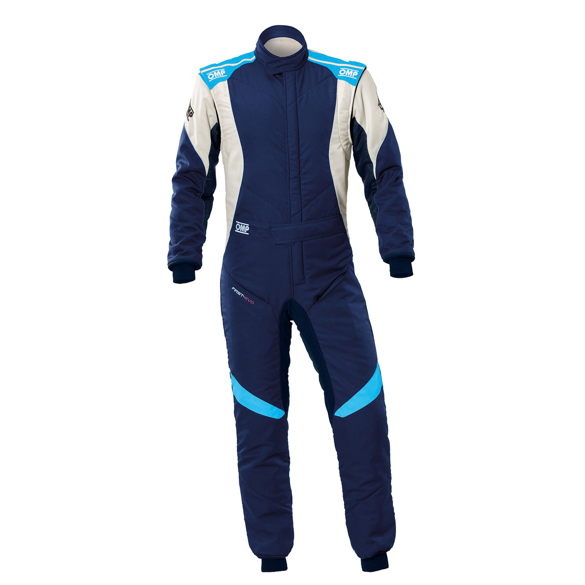 OVEROL OMP FIRST EVO MY2025 FIA 8856-2018 – AZUL MARINO/CIAN
