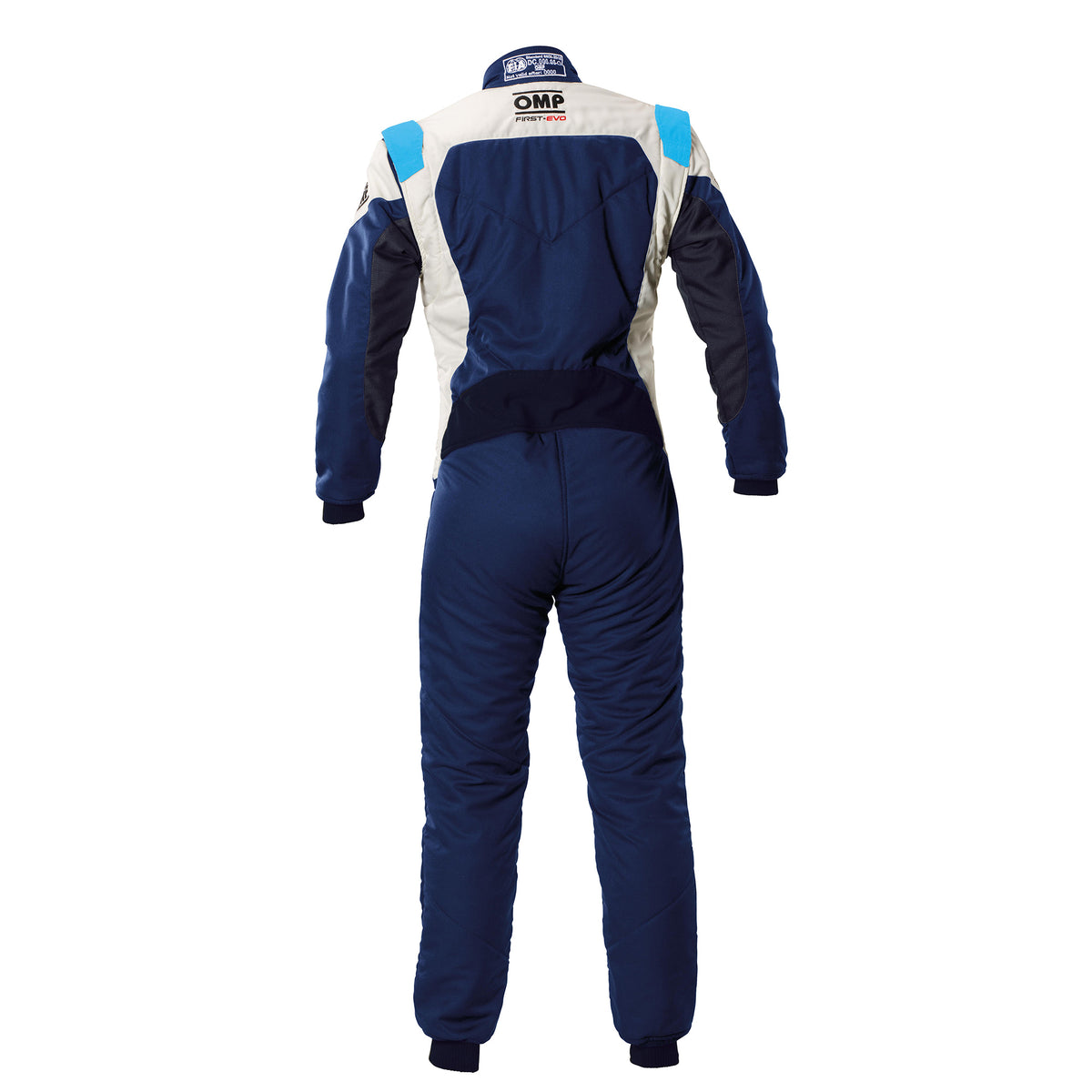 OVEROL OMP FIRST EVO MY2025 FIA 8856-2018 – AZUL MARINO/CIAN