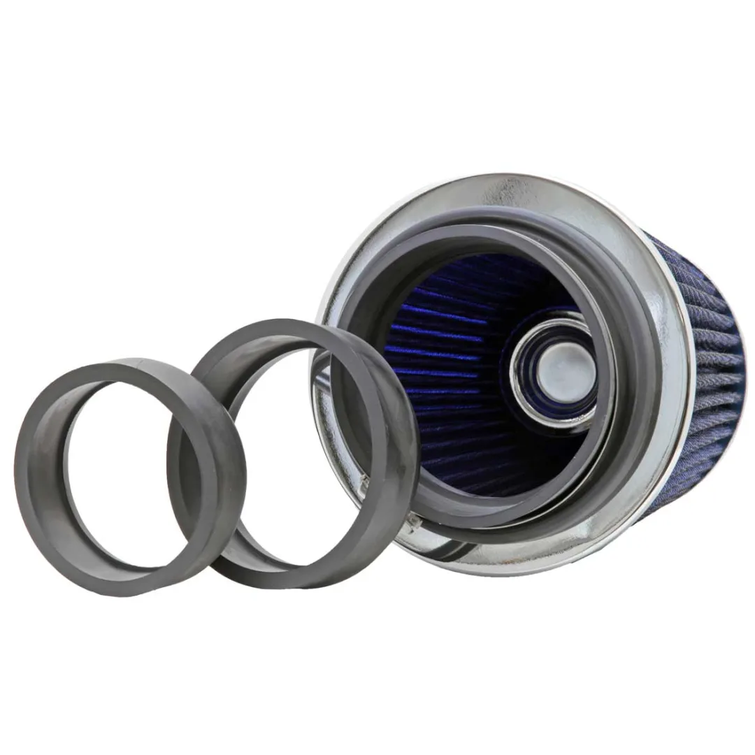 Filtro de aire - K&N  filtro de aire universal azul: ronda; 3 cónicos 3 pulgadas/3.5 pulgadas/4 in (102 mm/89 mm/76 mm) id de brida; 5.5 pulgadas (140 mm) altura base; 121 mm parte superior; 152 mm