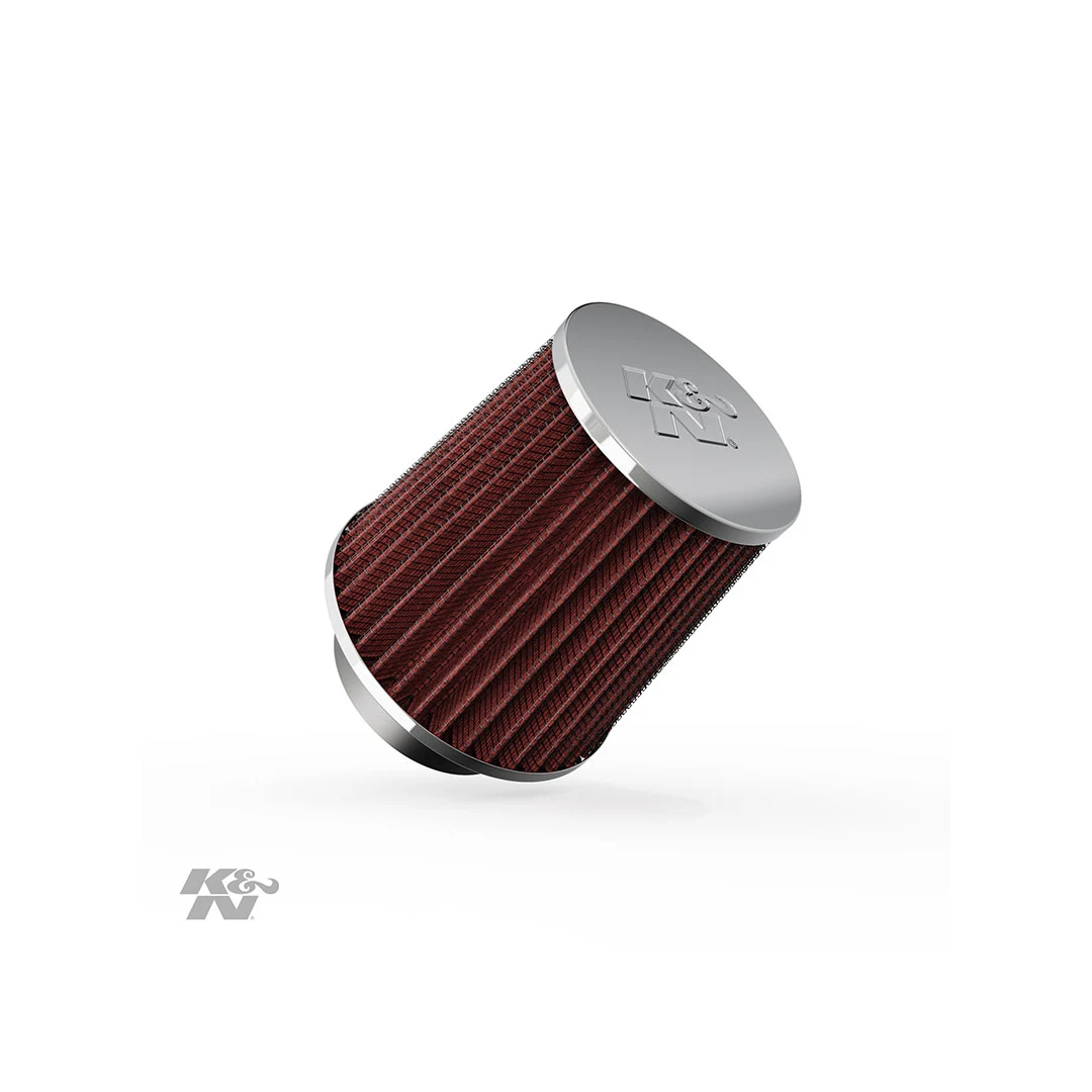 Filtro de aire -K&N Cónico Universal con abrazadera original Alto Rendimiento, Premium: Diámetro de brida: 2.75 pulgadas, Altura del filtro: 4.5 pulgadas, Longitud de brida: 1 pulgada