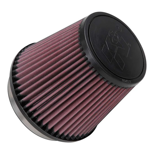 Filtro de aire - K&N universal con abrazadera original de alto flujo de por vida: alto rendimiento, premium, lavable: diámetro de la brida: 5 pulgadas, altura del filtro: 5.5 pulgadas