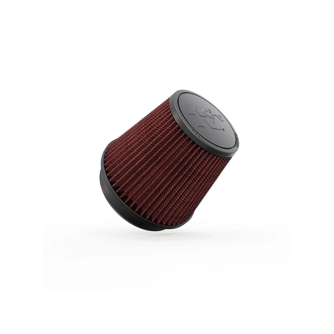 Filtro de aire - K&N universal con abrazadera original de alto flujo de por vida: alto rendimiento, premium, lavable: diámetro de la brida: 5 pulgadas, altura del filtro: 5.5 pulgadas