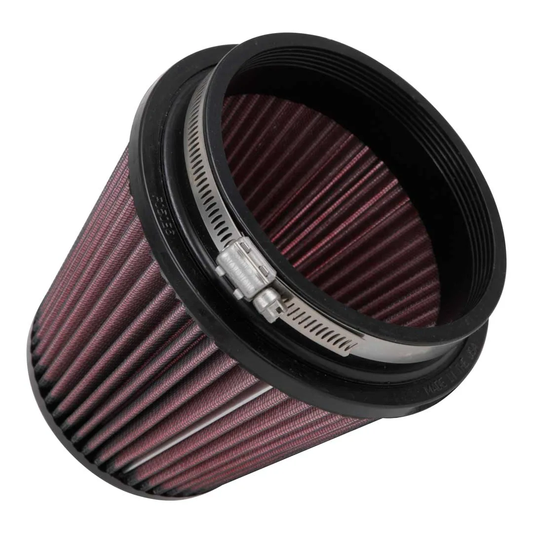 Filtro de aire - K&N universal con abrazadera original de alto flujo de por vida: alto rendimiento, premium, lavable: diámetro de la brida: 5 pulgadas, altura del filtro: 5.5 pulgadas