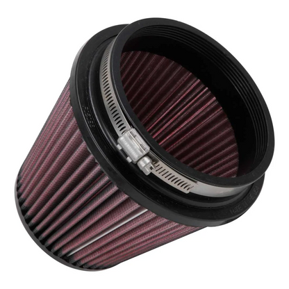 Filtro de aire - K&N universal con abrazadera original de alto flujo de por vida: alto rendimiento, premium, lavable: diámetro de la brida: 5 pulgadas, altura del filtro: 5.5 pulgadas