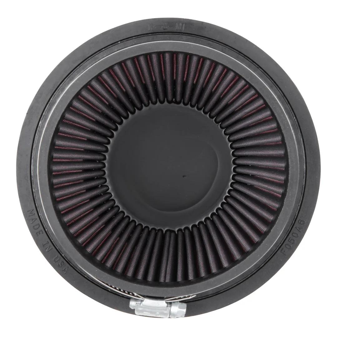 Filtro de aire - K&N universal con abrazadera original de alto flujo de por vida: alto rendimiento, premium, lavable: diámetro de la brida: 5 pulgadas, altura del filtro: 5.5 pulgadas