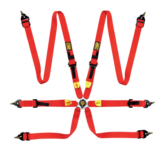 ARNÉS OMP FIRST 2" DE 6 PUNTOS FIA 8853-2016 – ROJO