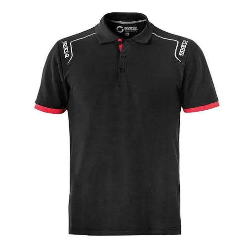 Polo oficial- Sparco Tech Polo Shirt Negro con rojo Camisero  Talla L (Large)