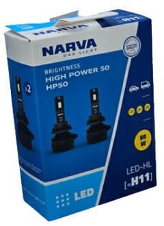 Luces LED H11 NARVA LED H11 HIGH POWER 50-HP50 12/24V 50W 6500K 4500 lm C/2u