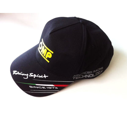 Gorra OMP Racing Spirit Negra | Algodón Ligero con Cierre de Velcro