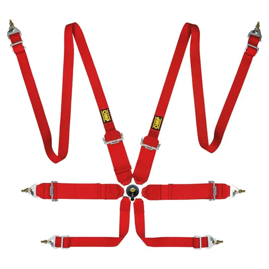 Arneses de seguridad OMP First 3 +2 " Homologado FIA ROJO 6 Puntas