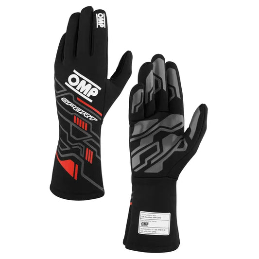 Guantes homologados-  OMP Sport Race Gloves  Negro/ Rojo FIA 8856-2018 -  RALLY Talla S(9)