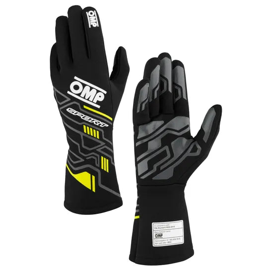 Guantes homologados-  OMP Sport Race Gloves  Negro/ Flou FIA 8856-2018 -  RALLY Talla M(10)