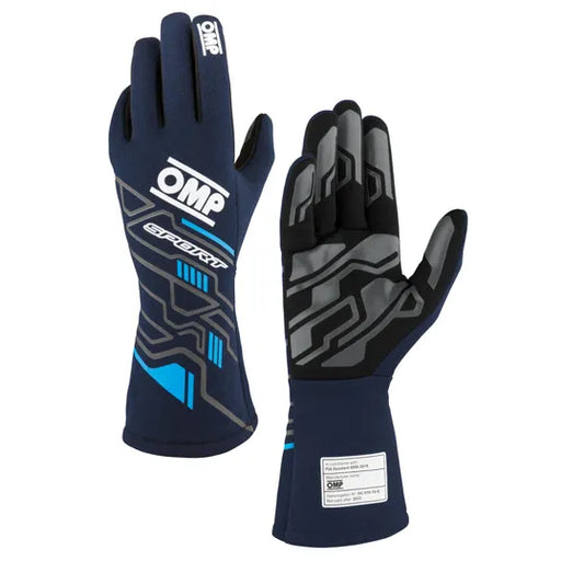 Guantes homologados-  OMP Sport Race Gloves  Azul Navy/Cyan FIA 8856-2018 -  RALLY Talla L (11)