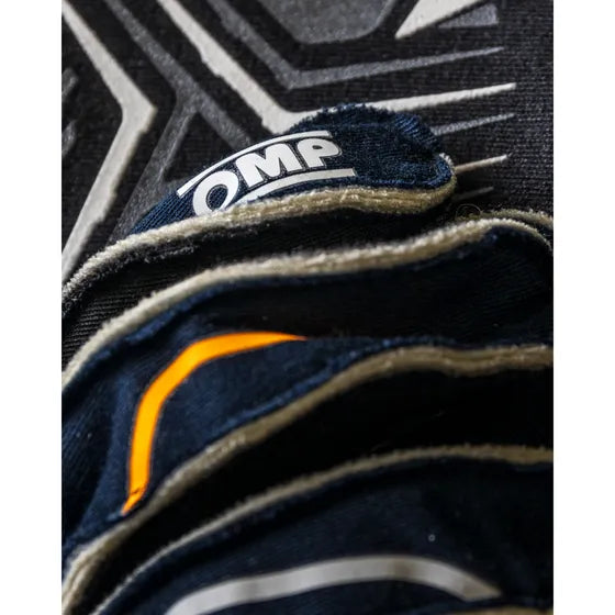 Guantes homologados -  OMP ONE - S  Azul Navy/ Naranja - Talla L - FIA