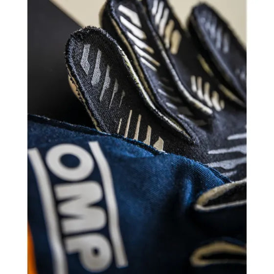 Guantes homologados -  OMP ONE - S  Azul Navy/ Naranja - Talla L - FIA