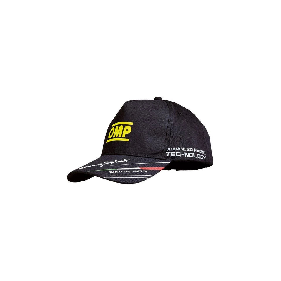 Gorra OMP Racing Spirit Negra | Algodón Ligero con Cierre de Velcro