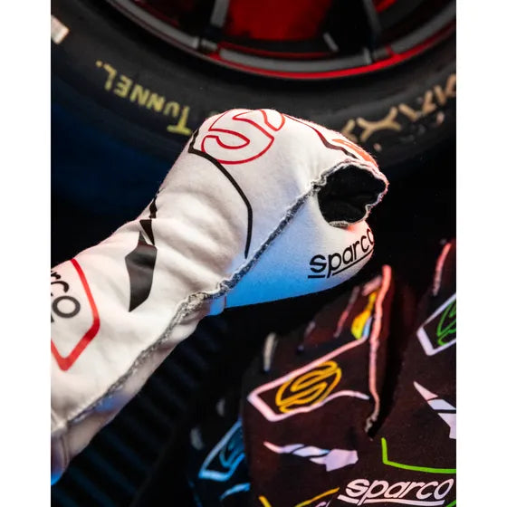 GUANTES HOMOLOGADOS - SPARCO FUTURA  | FIA - TALLA 10 Blancos Rojos Tejido Full Efficiency