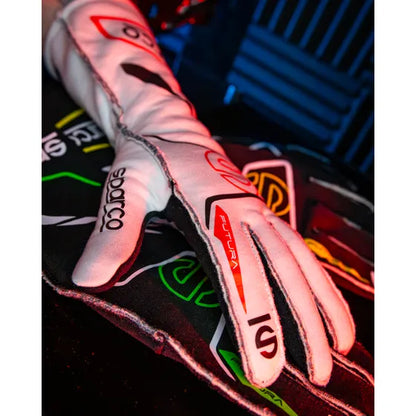 GUANTES HOMOLOGADOS - SPARCO FUTURA  | FIA - TALLA 10 Blancos Rojos Tejido Full Efficiency