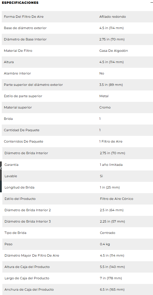 Filtro de aire -K&N Cónico Universal con abrazadera original Alto Rendimiento, Premium: Diámetro de brida: 2.75 pulgadas, Altura del filtro: 4.5 pulgadas, Longitud de brida: 1 pulgada